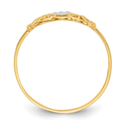 14K Gelbgold Ring mit Rhodium-Filigran