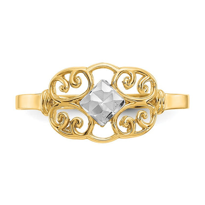 14K Gelbgold Ring mit Rhodium-Filigran