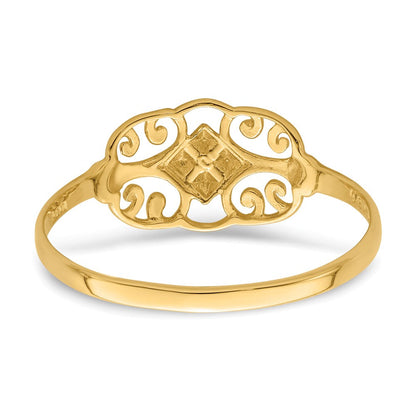14K Gelbgold Ring mit Rhodium-Filigran