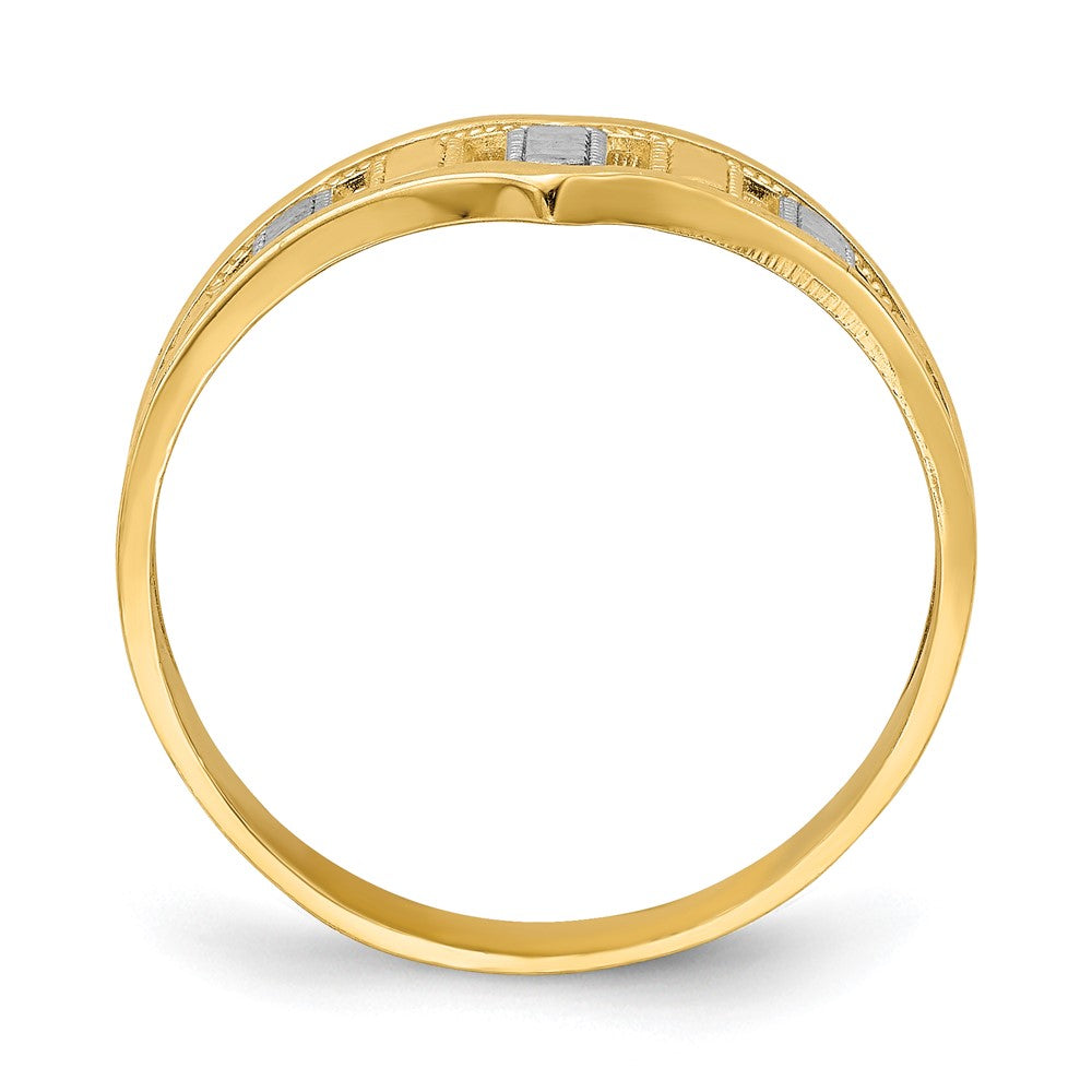 14K Gelbgold-Chevronring mit Rhodium-Beschichtung und diamantgeschliffenen Streifen