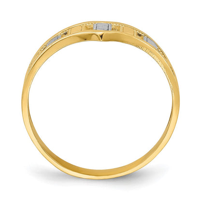 14K Gelbgold-Chevronring mit Rhodium-Beschichtung und diamantgeschliffenen Streifen