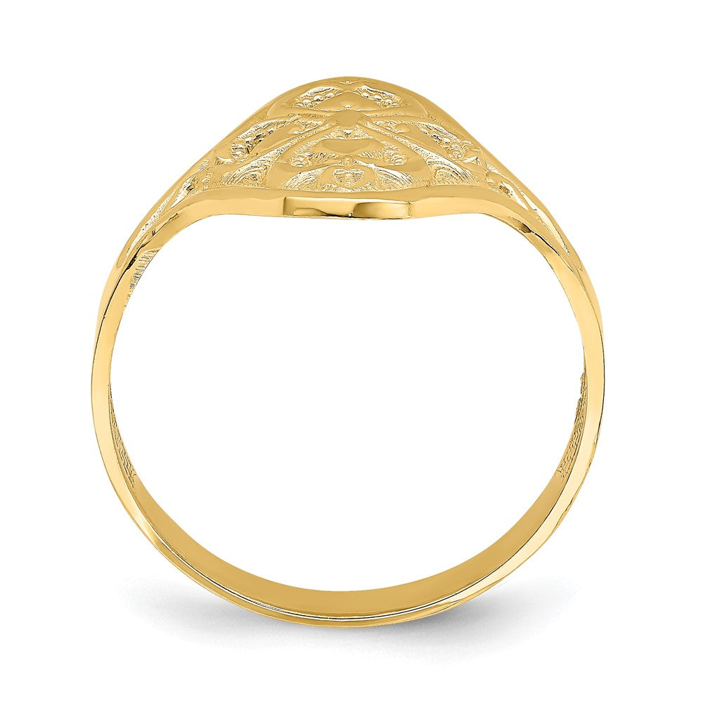 14K Gelbgold Ring mit Diamantschliff und Filigranmuster