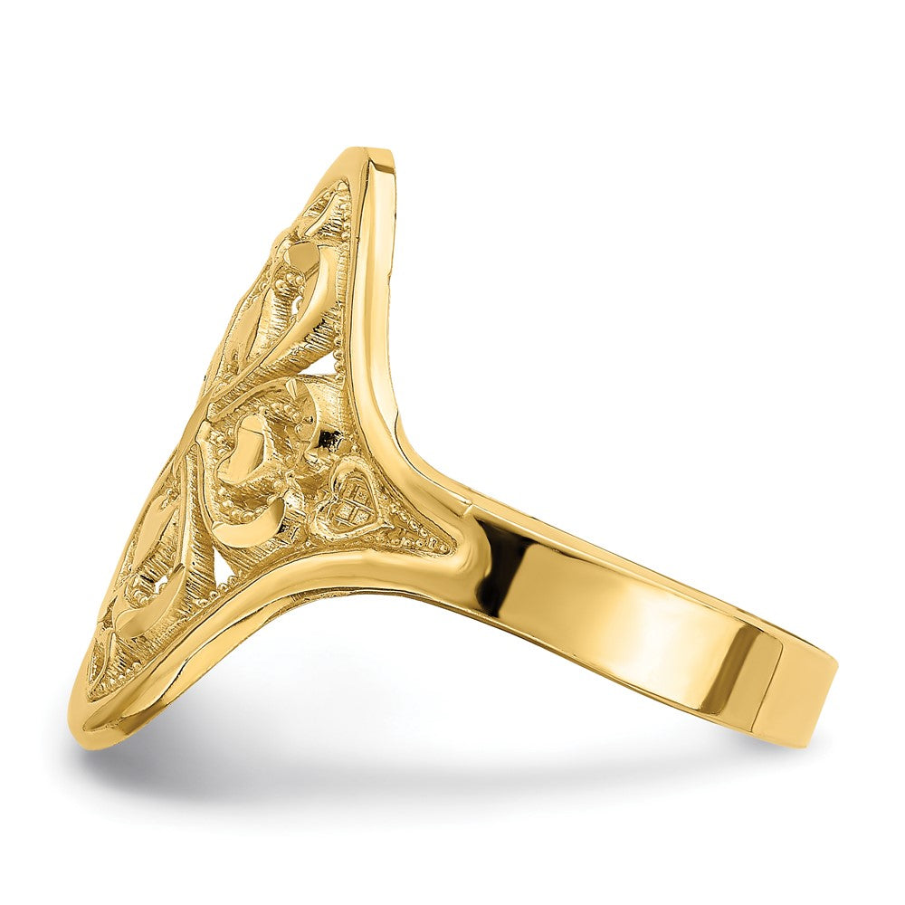 14K Gelbgold Ring mit Diamantschliff und Filigranmuster