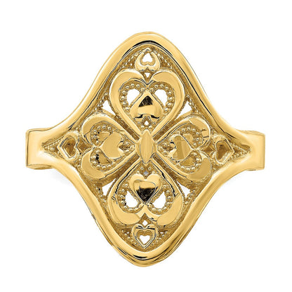 14K Gelbgold Ring mit Diamantschliff und Filigranmuster