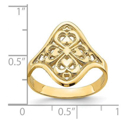 14K Gelbgold Ring mit Diamantschliff und Filigranmuster