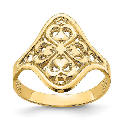 14K Gelbgold Ring mit Diamantschliff und Filigranmuster