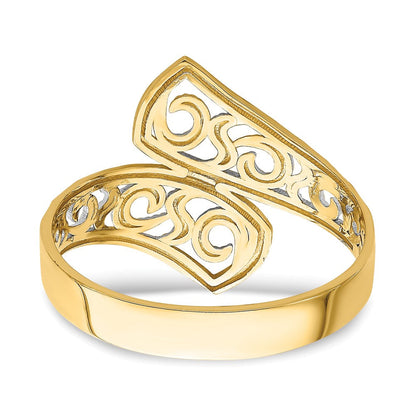 14K Gelbgold mit Rhodium diamantgeschliffener Überkreuz-Ring
