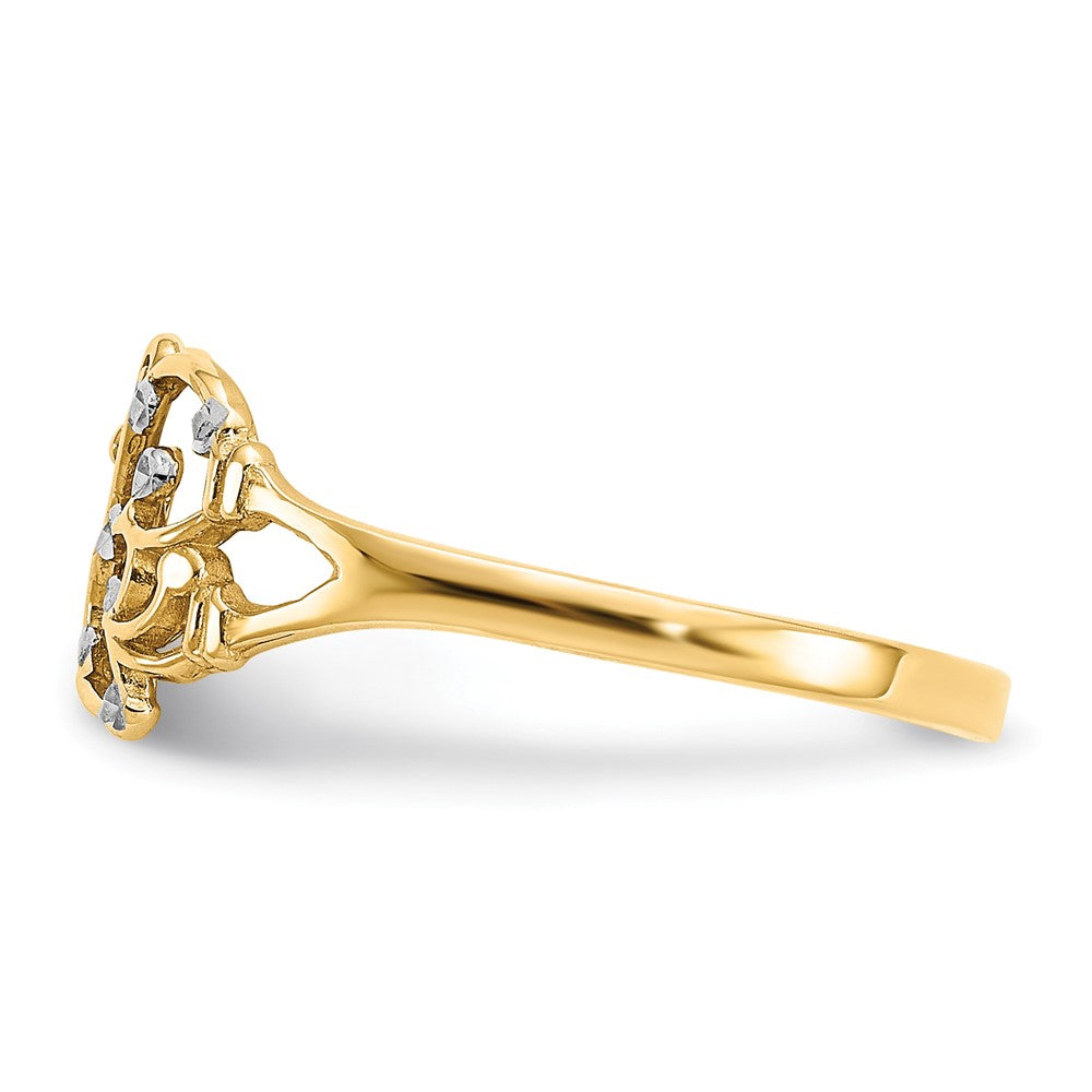 14K Gelbgold Ring mit Rhodium-Beschichtung und diamantierten Schmetterlingen