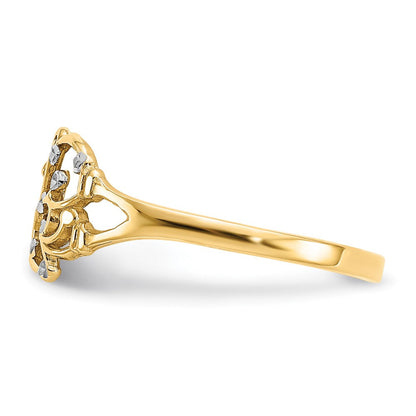 14K Gelbgold Ring mit Rhodium-Beschichtung und diamantierten Schmetterlingen