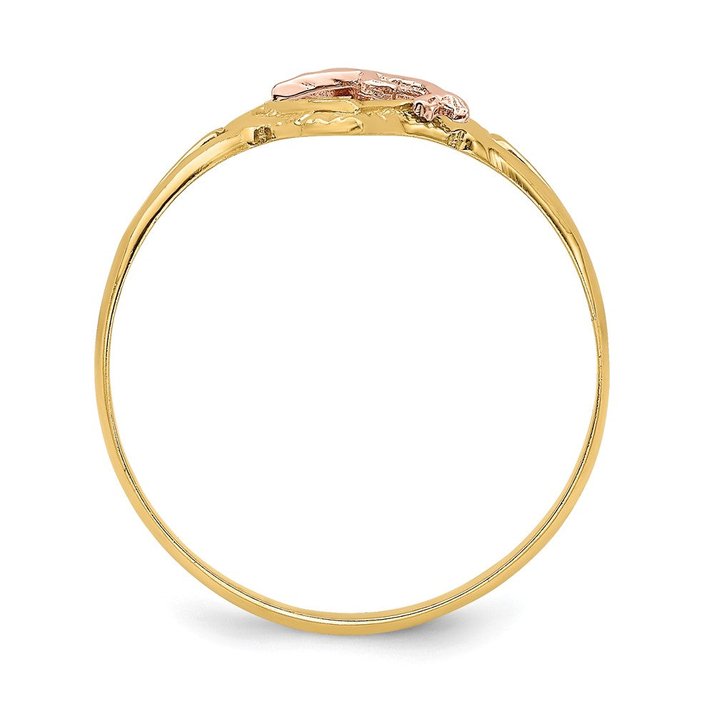 14K Gelb- und Roségold Ring mit Rhodium und Delfin im Herz
