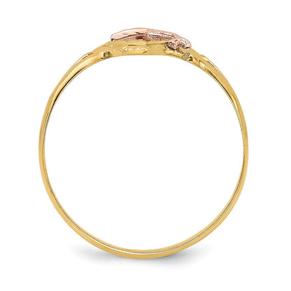 14K Gelb- und Roségold Ring mit Rhodium und Delfin im Herz