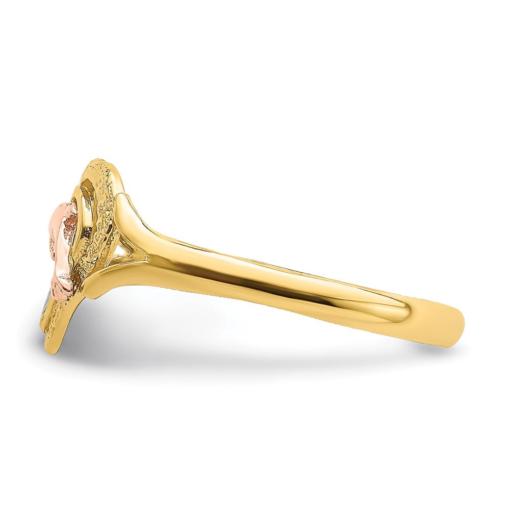14K Gelb- und Roségold Ring mit Rhodium und Delfin im Herz