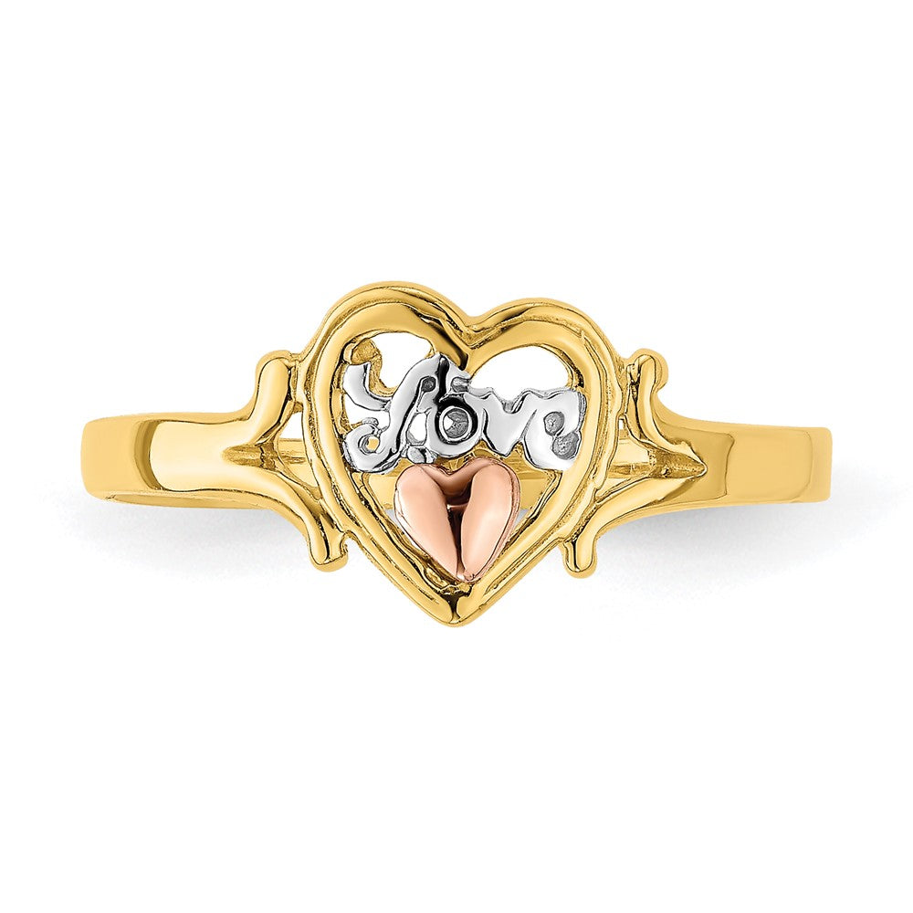 14K Gelb- und Roségold mit Rhodium Liebesherz-Ring