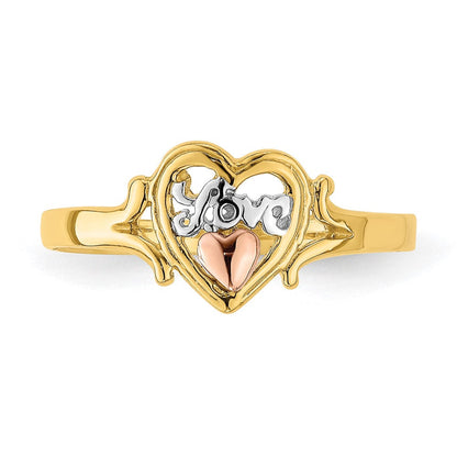 14K Gelb- und Roségold mit Rhodium Liebesherz-Ring