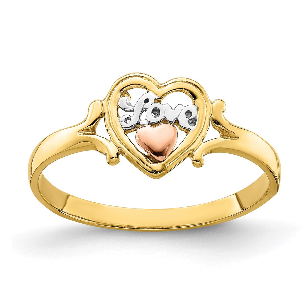 14K Gelb- und Roségold mit Rhodium Liebesherz-Ring