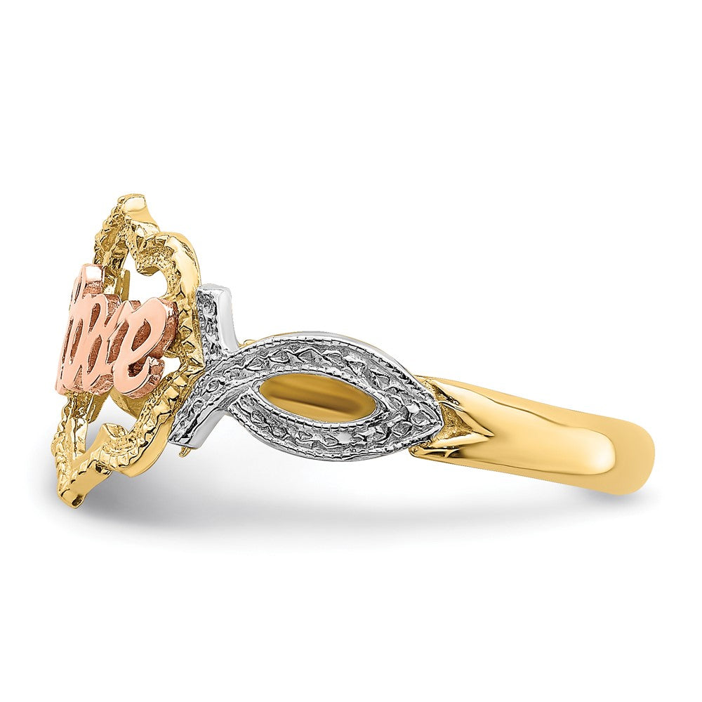 14K Gelb- und Roségold mit Rhodium Love-Ring