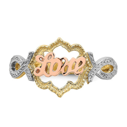 14K Gelb- und Roségold mit Rhodium Love-Ring
