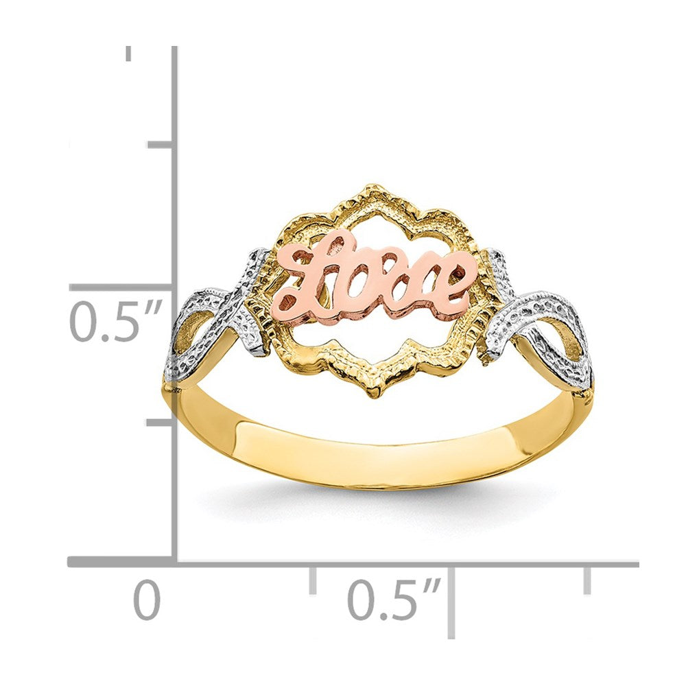 14K Gelb- und Roségold mit Rhodium Love-Ring