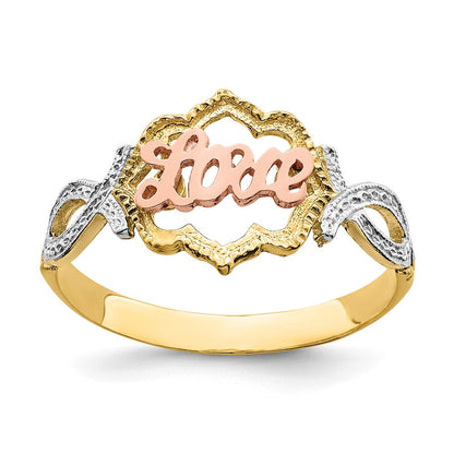 14K Gelb- und Roségold mit Rhodium Love-Ring