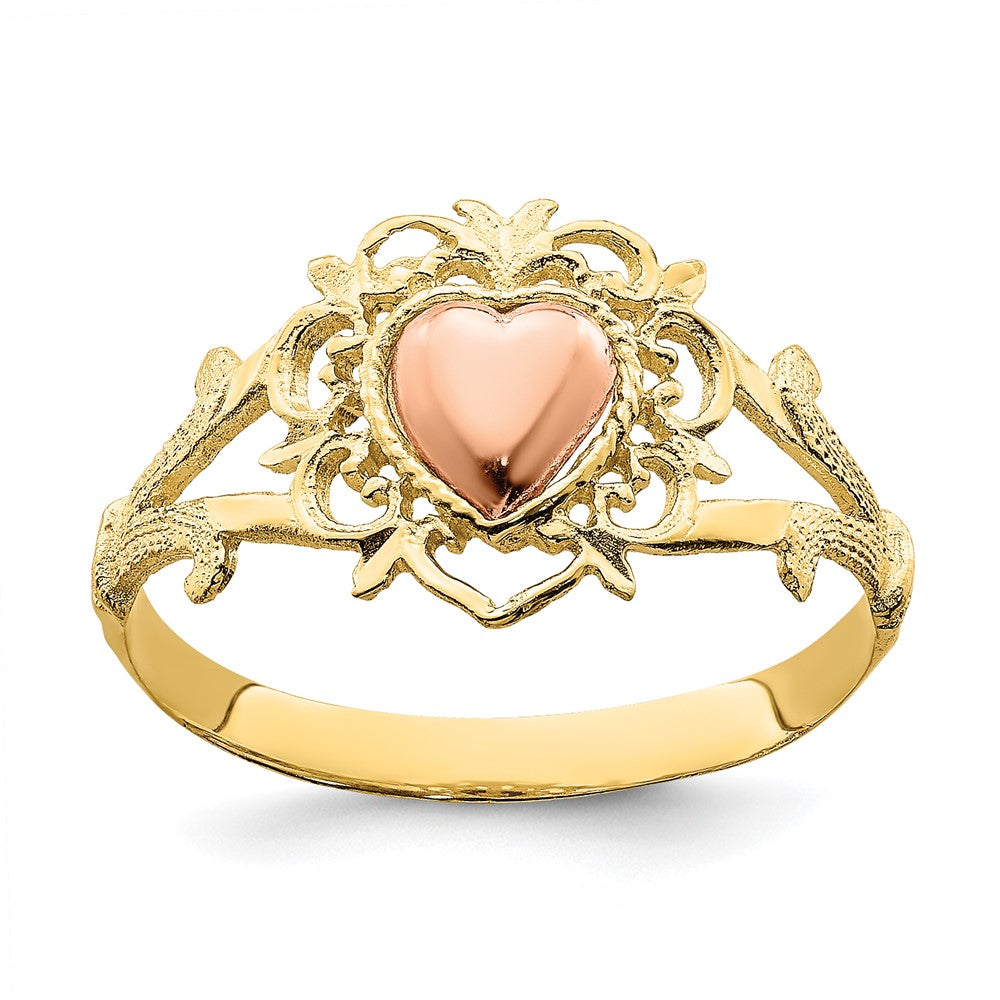 14K Bicolor-Gold Herzring