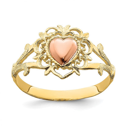 14K Bicolor-Gold Herzring