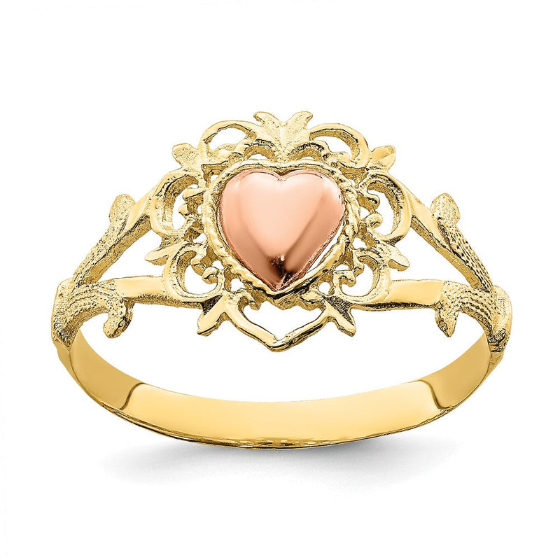 14K Bicolor-Gold Herzring