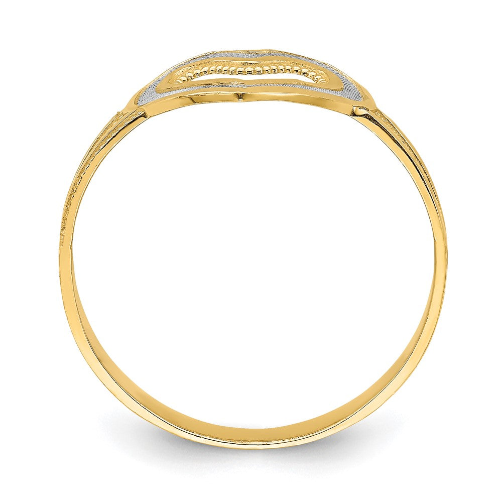 14K Gelbgold und Rhodium Diamant-Schliff Herz-Ring