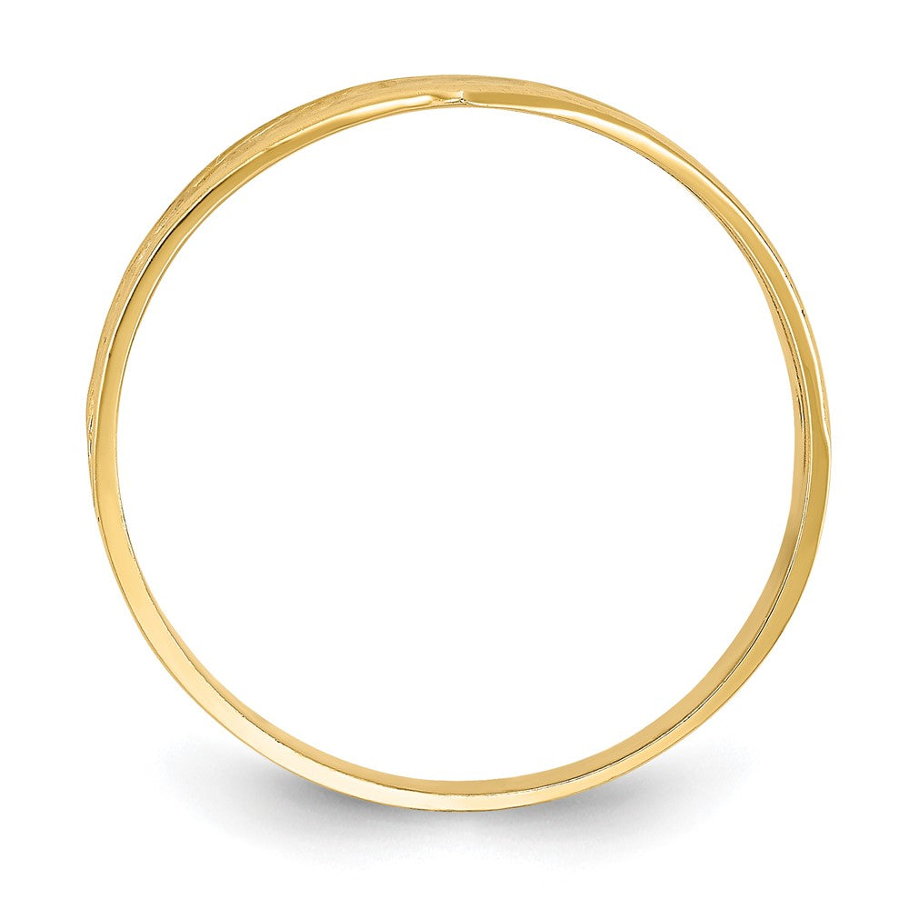 14K Gelbgold und weißes Rhodium poliert Herz-und-X-Ring