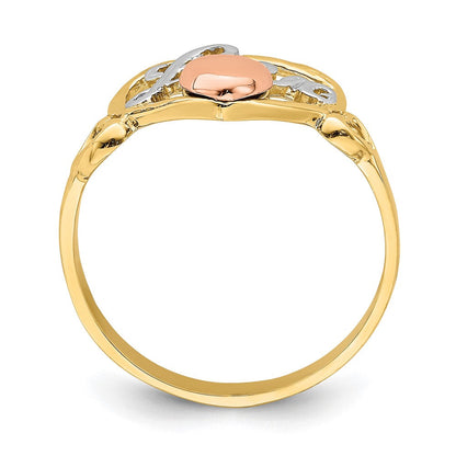 14K Gelb- und Roségold mit Rhodium Liebesherz-Ring