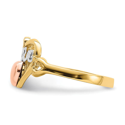 14K Gelb- und Roségold mit Rhodium Liebesherz-Ring