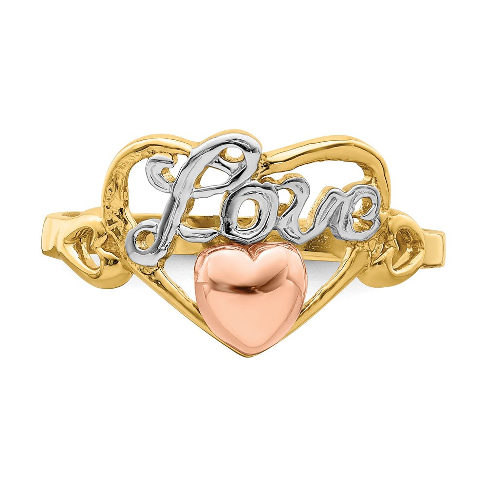 14K Gelb- und Roségold mit Rhodium Liebesherz-Ring