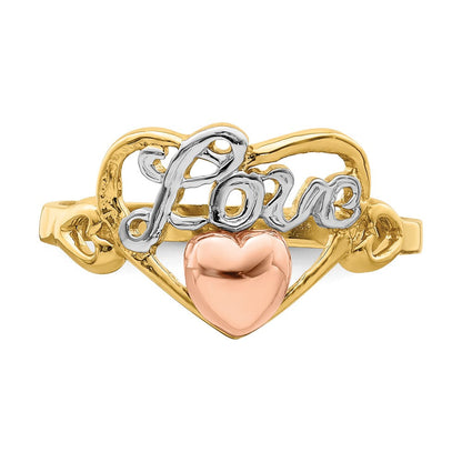 14K Gelb- und Roségold mit Rhodium Liebesherz-Ring
