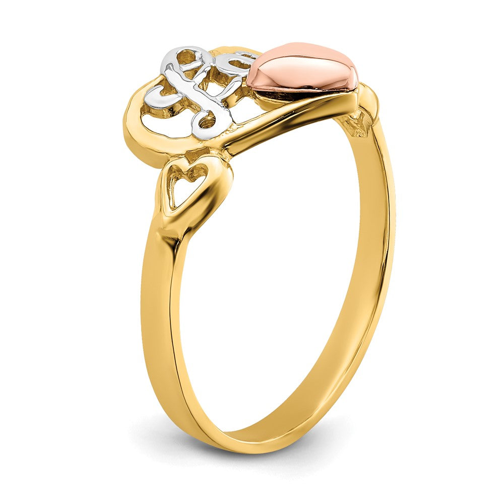 14K Gelb- und Roségold mit Rhodium Liebesherz-Ring
