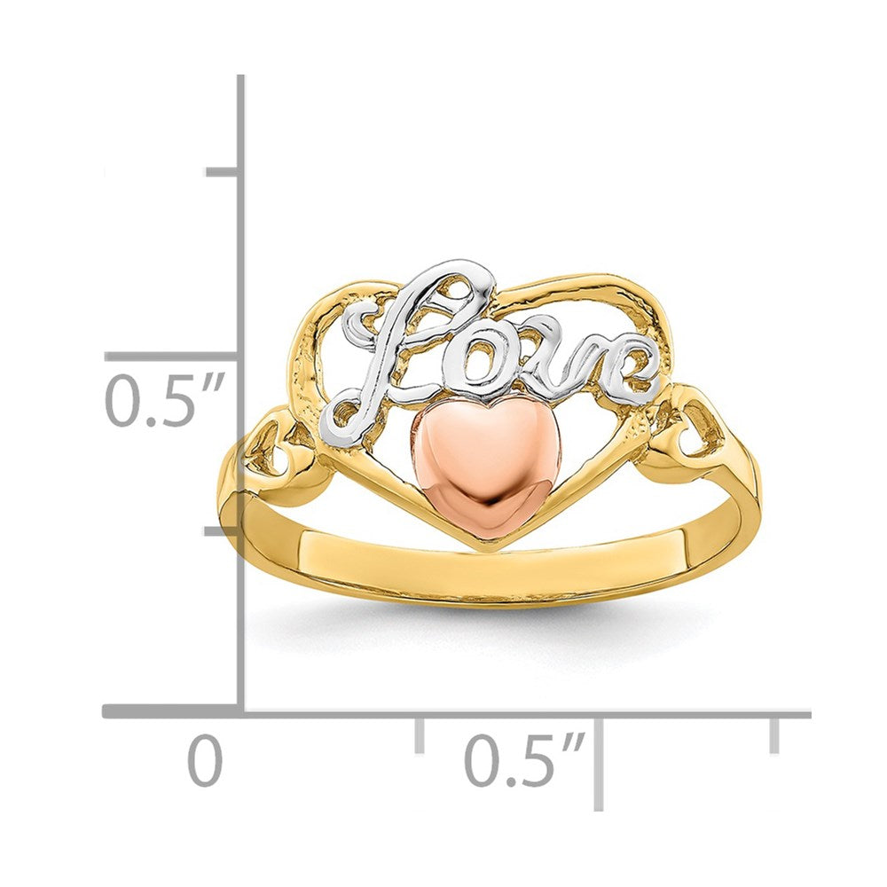 14K Gelb- und Roségold mit Rhodium Liebesherz-Ring