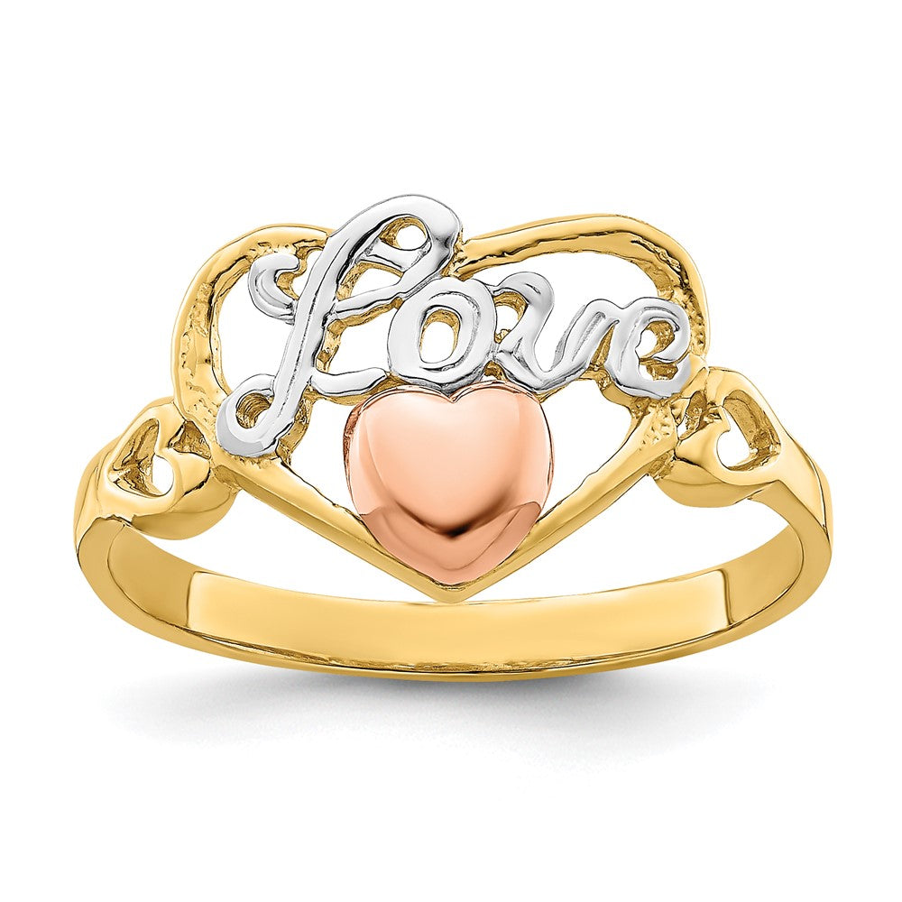 14K Gelb- und Roségold mit Rhodium Liebesherz-Ring
