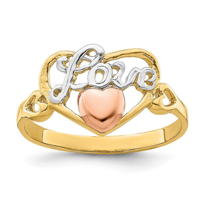 14K Gelb- und Roségold mit Rhodium Liebesherz-Ring