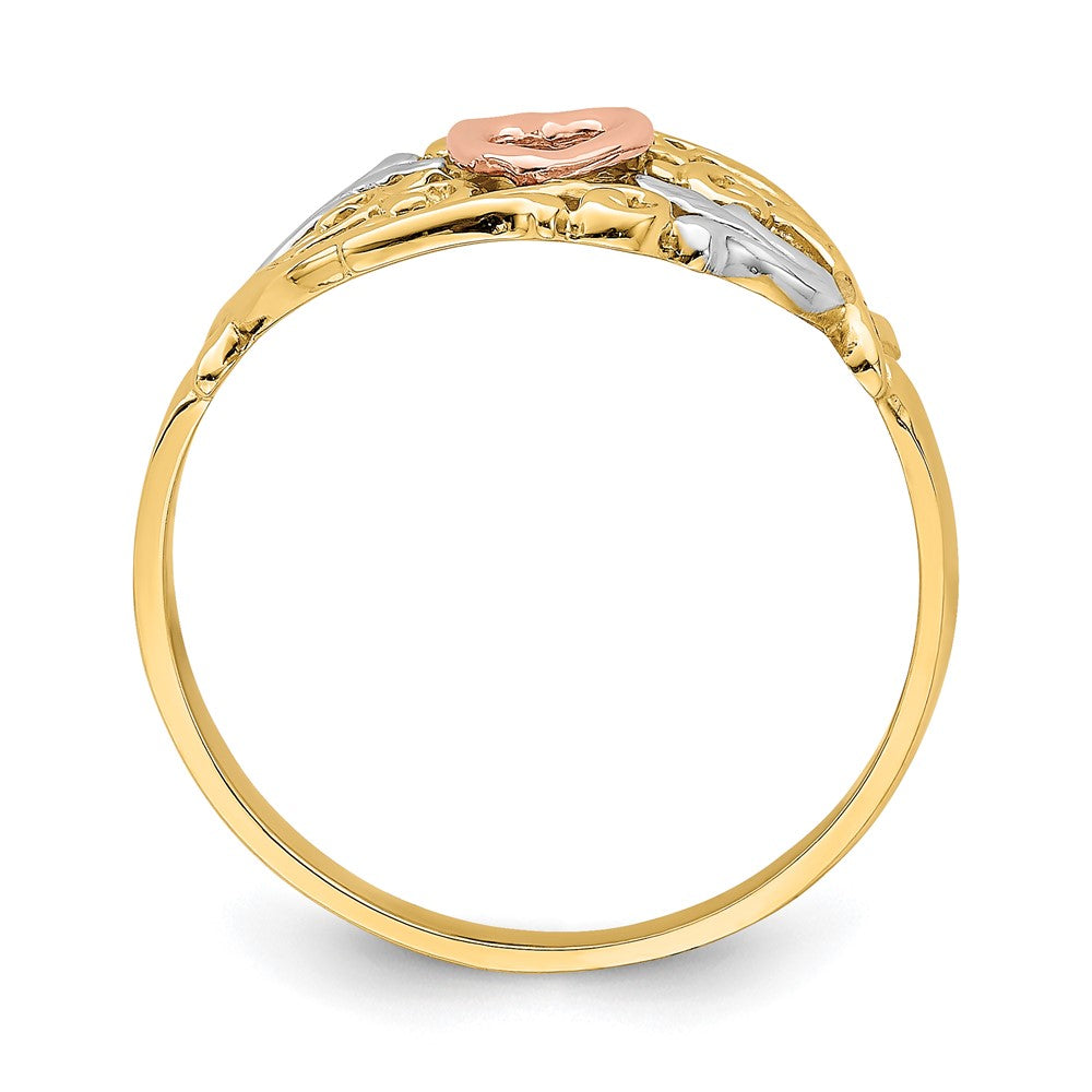 14K Gelb- und Roségold mit Weißrhodium Herzring