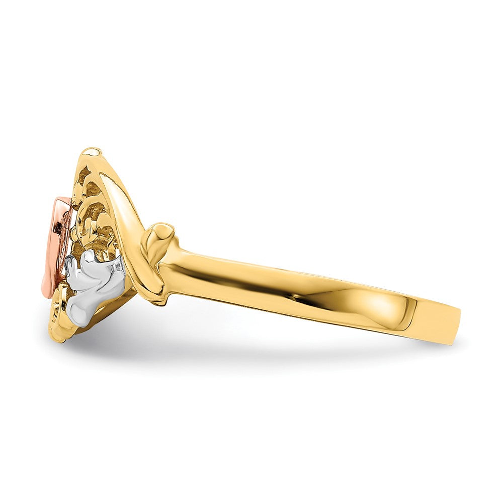 14K Gelb- und Roségold mit Weißrhodium Herzring