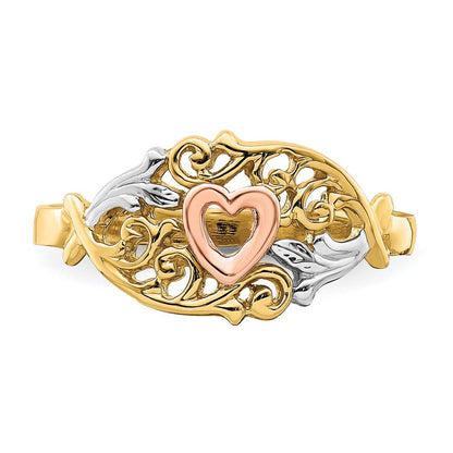 14K Gelb- und Roségold mit Weißrhodium Herzring