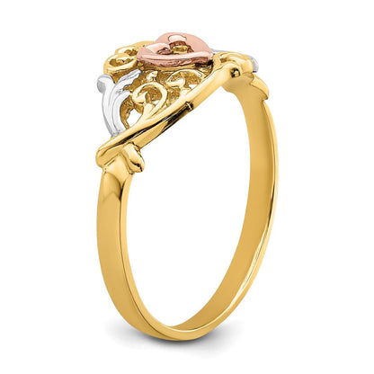 14K Gelb- und Roségold mit Weißrhodium Herzring