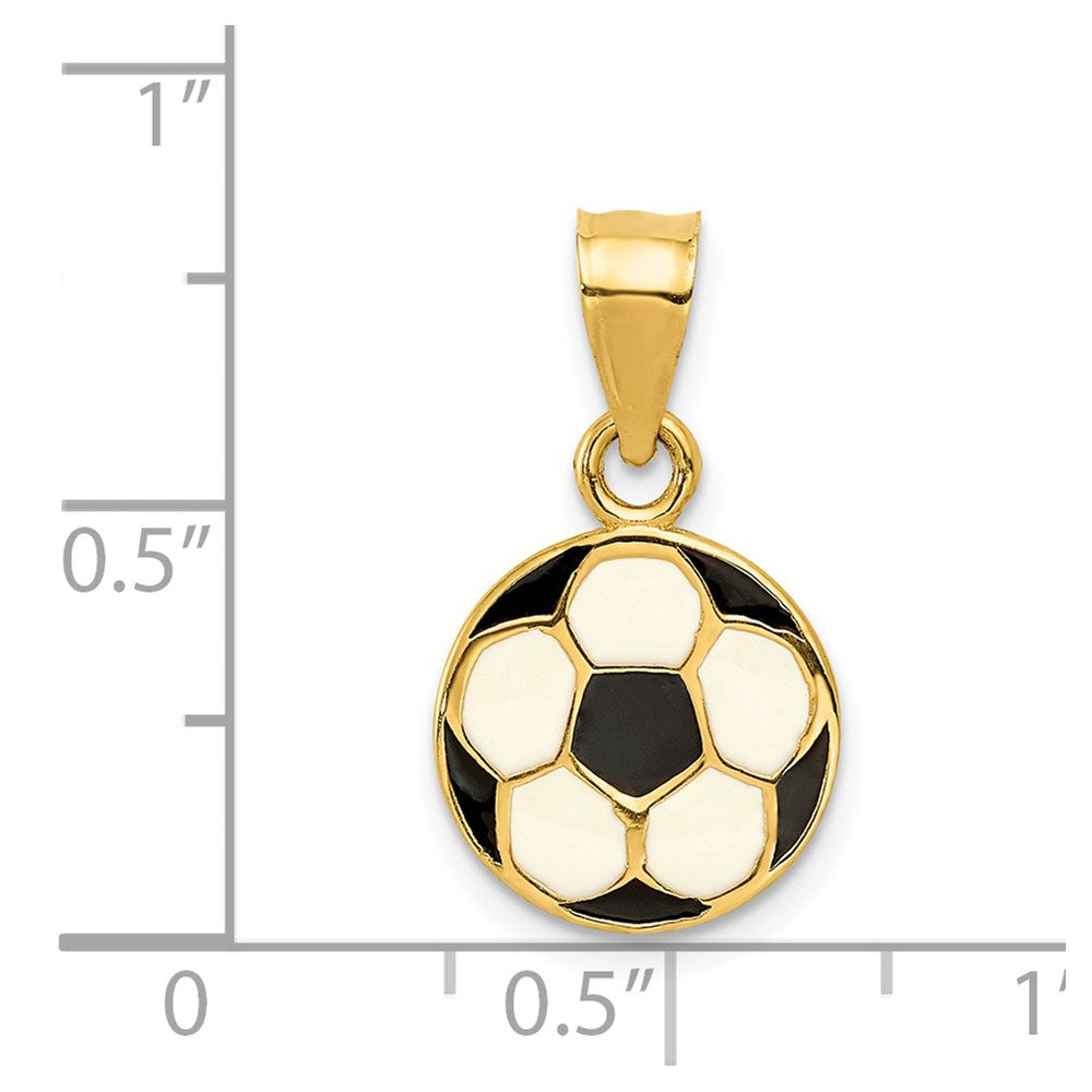 14K Gelbgold Emailliert Fußball Kugel Anhänger