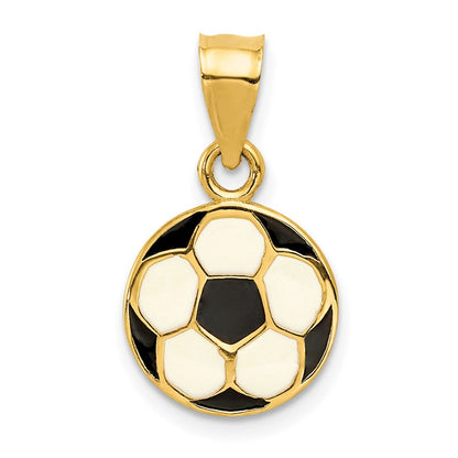 14K Gelbgold Emailliert Fußball Kugel Anhänger