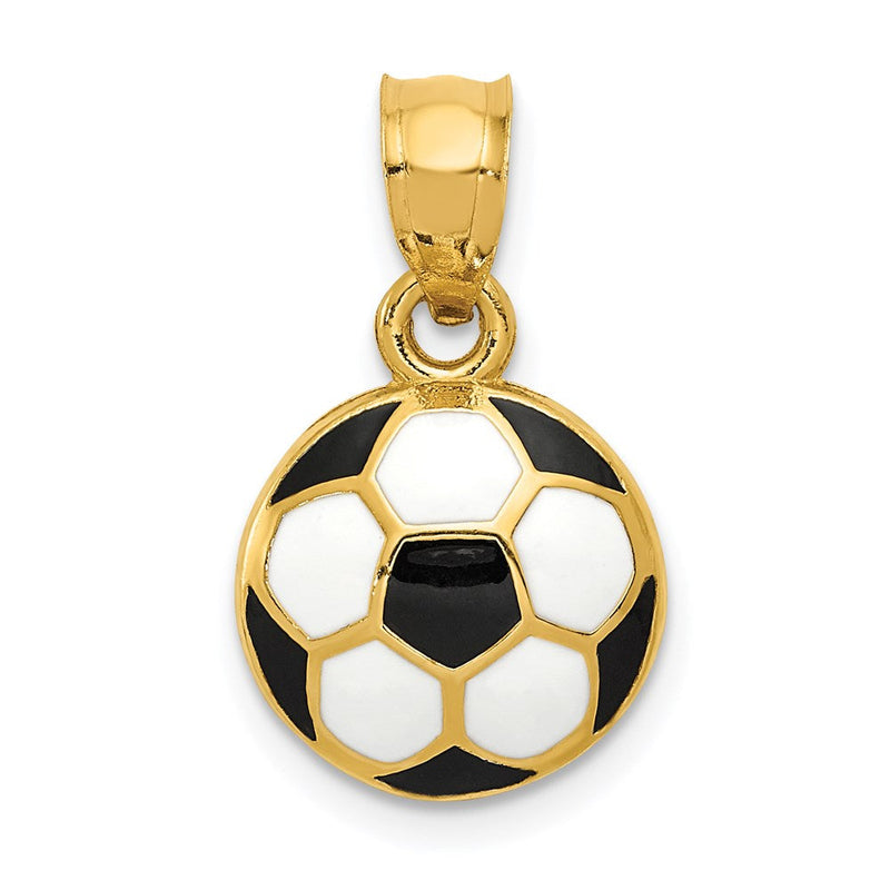 14 Karat Gelbgold Anhänger „Fußball“, emailliert