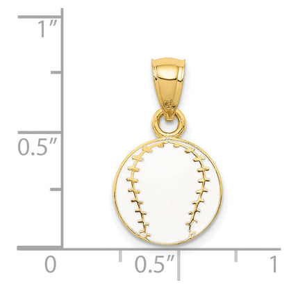 14K Gelbgold Emailliert Baseball Anhänger