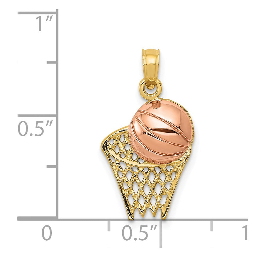 14K Bicolor Basketball Creole mit Kugel Anhänger