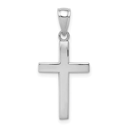 14K Weißgold Facettierter Kreuz-Charm