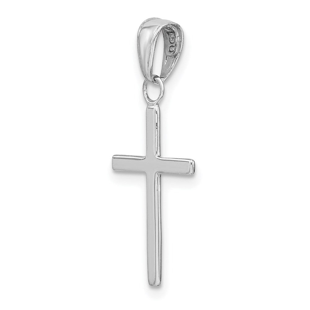 14K Weißgold Poliert Kreuz Anhänger