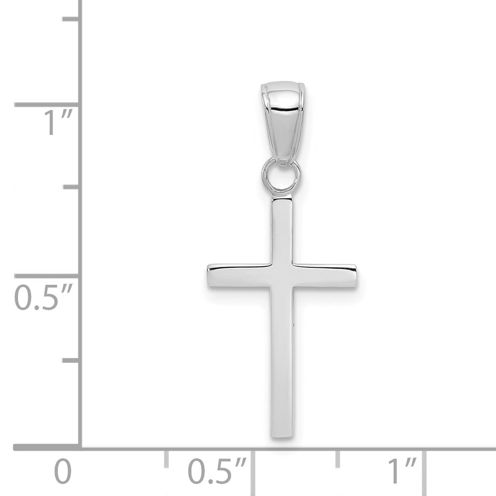 14K Weißgold Poliert Kreuz Anhänger