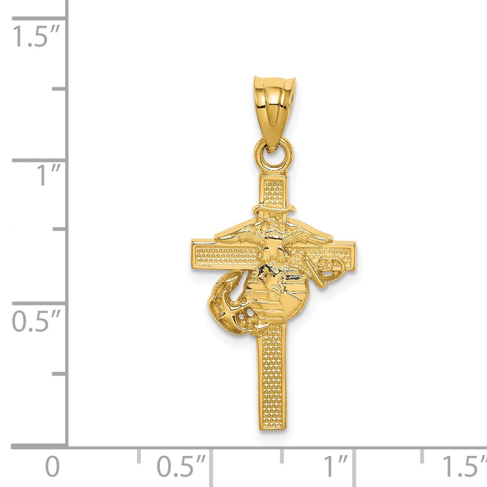 14K Gelbgold Marine-Corps-Kreuz-Anhänger