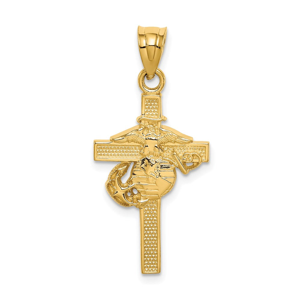 14K Gelbgold Marine-Corps-Kreuz-Anhänger